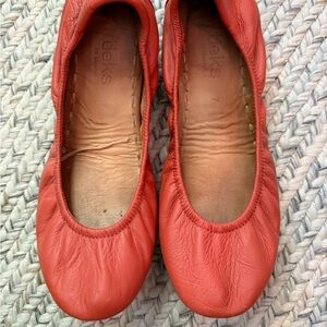 Tieks bright orange flats